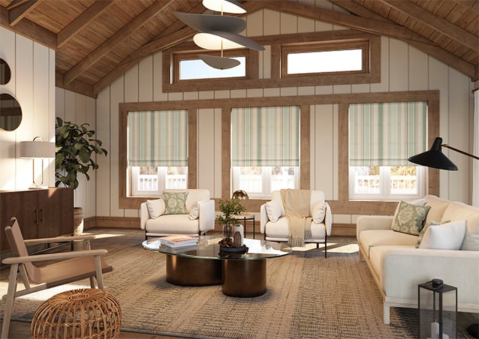 Laura Ashley Awning Stripe, Smoke Green - Twist&Fit Roman Blind - Image 7